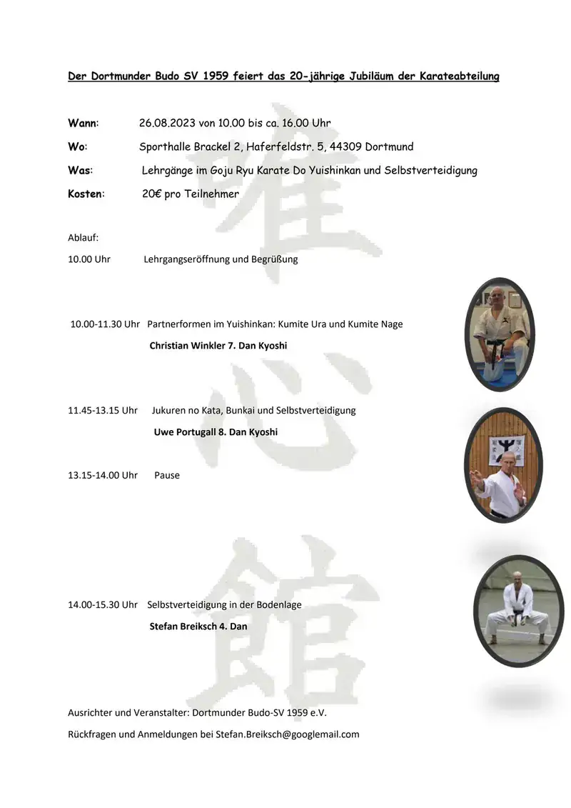 Jubiläumslehrgang Februar 2023, Karate Dortmund